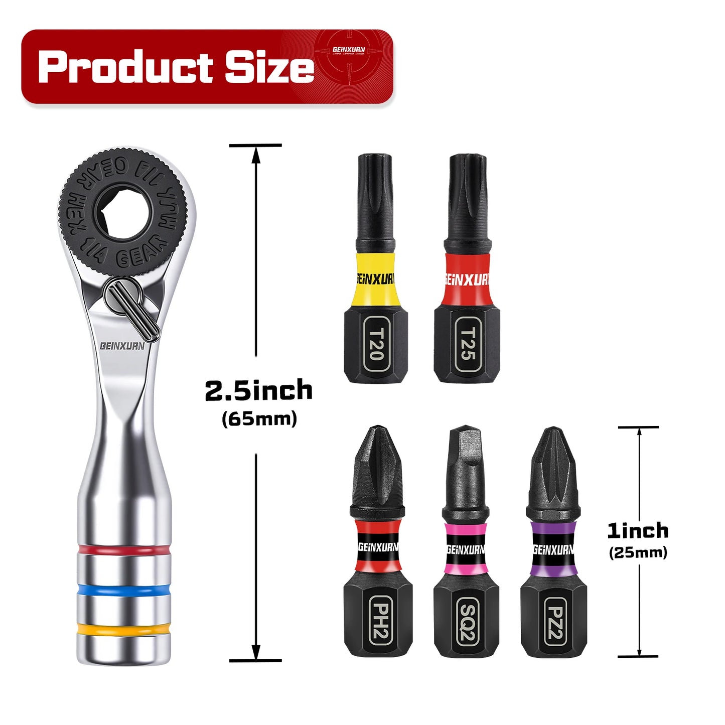 AVERX Steel Micro Ratchet knurled grip and head overhead