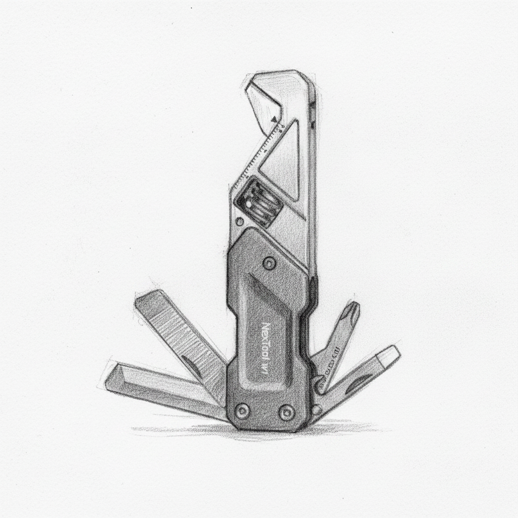 AVERX Stainless Steel Nextool Micro Wrench overhead flat lay