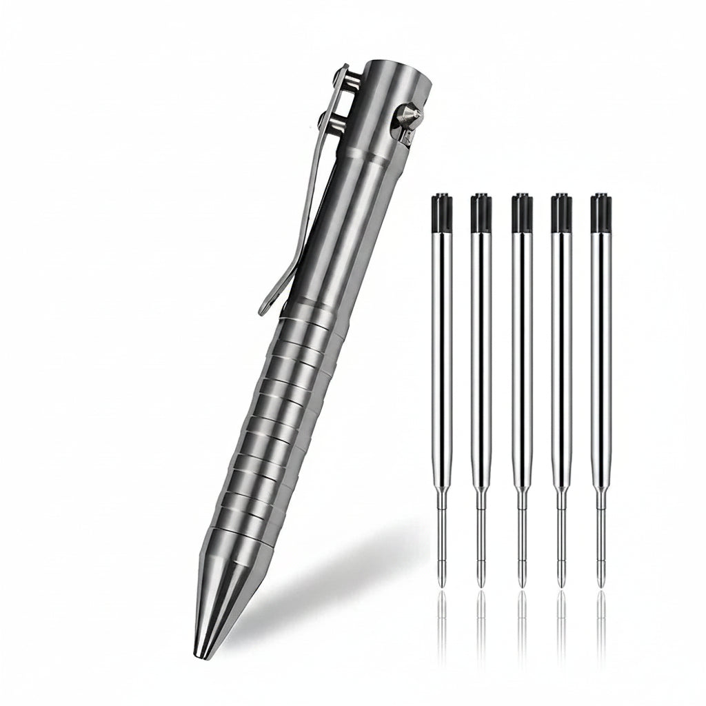 AVERX Titanium Bolt Action Pen precision machined front view
