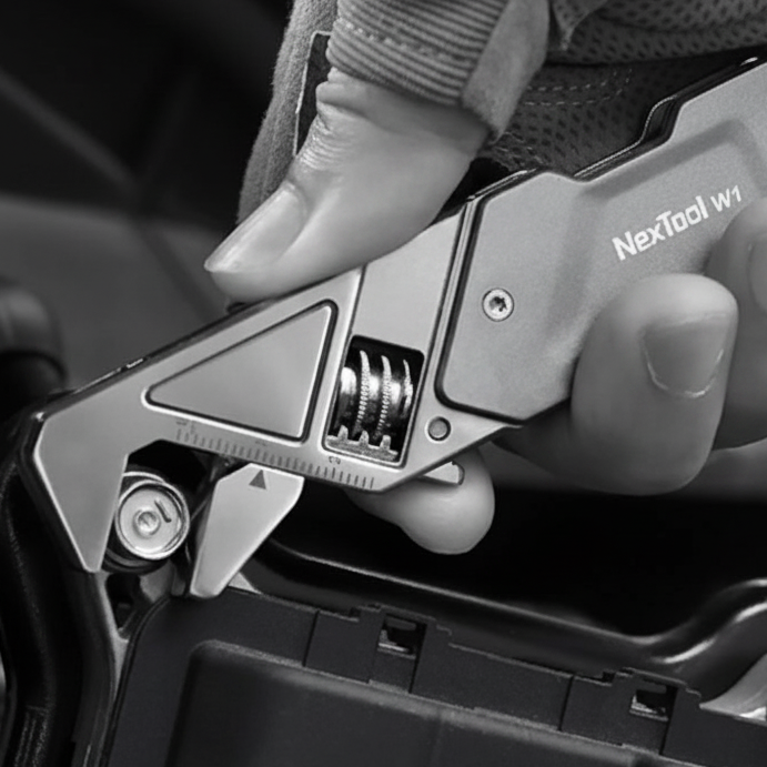 AVERX Stainless Steel Nextool Micro Wrench keychain carry close-up