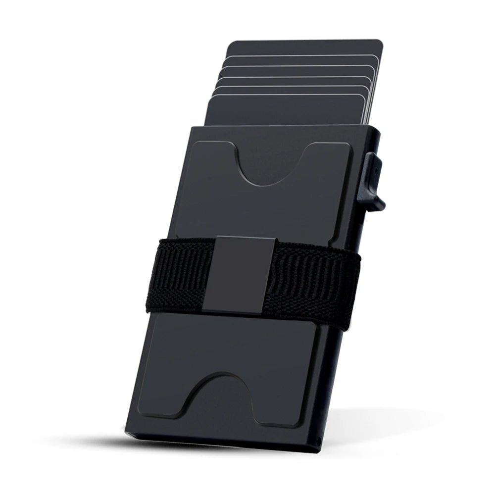 THE ALUMINUM CARD WALLET - AVERX GearAVERX Aluminum Card Wallet silver card fan and capacity detailAVERX GearBlack