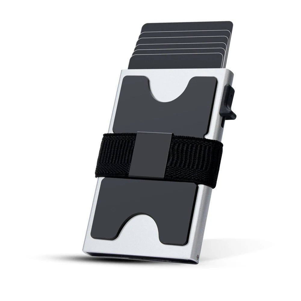 THE ALUMINUM CARD WALLET - AVERX GearAVERX Aluminum Card Wallet silver anodised slim profile frontAVERX GearSilver