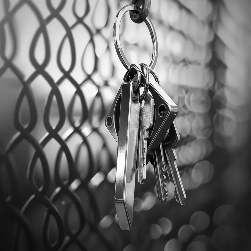 THE MIGHTY BAR - AVERX GearAVERX Titanium Mighty Bar keychain mount close-up overheadAVERX Gear