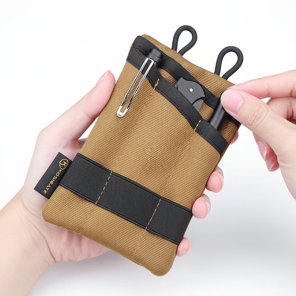 THE MINI EDC POUCH - AVERX GearAVERX Nylon Mini EDC Pouch khaki belt loop and clip detailAVERX GearKhaki