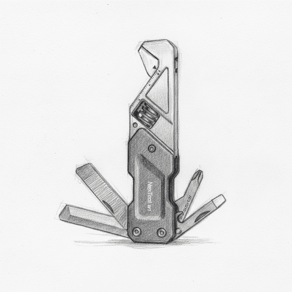 THE NEXTOOL MICRO WRENCH - AVERX GearAVERX Stainless Steel Nextool Micro Wrench overhead flat layAVERX Gear