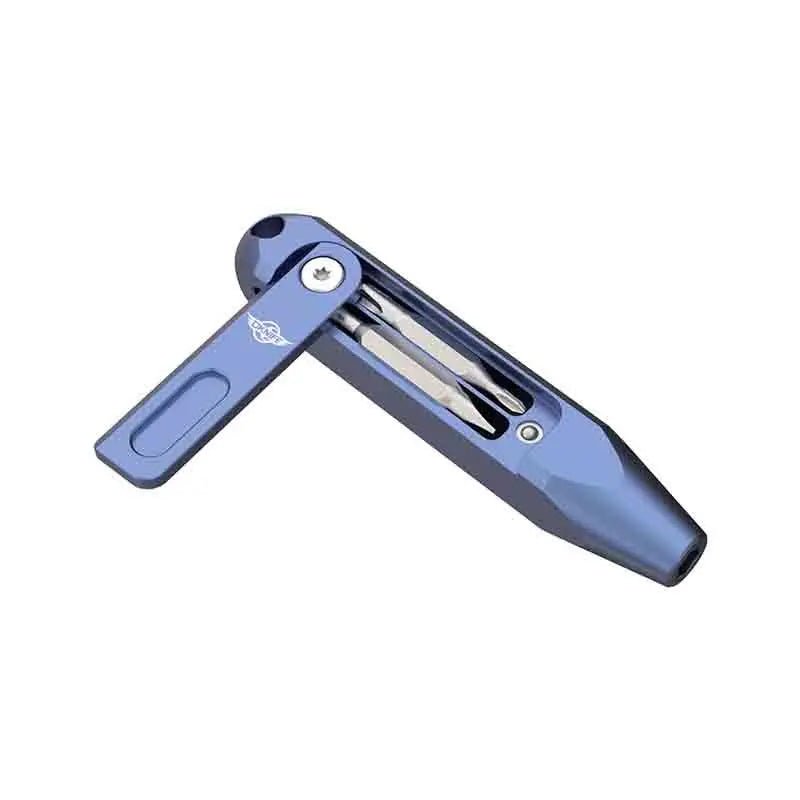 THE TITAN SCREWDRIVER - AVERX GearAVERX Titanium Titan Screwdriver sandblasted EDC pocket carry angleAVERX GearBlue Anodised