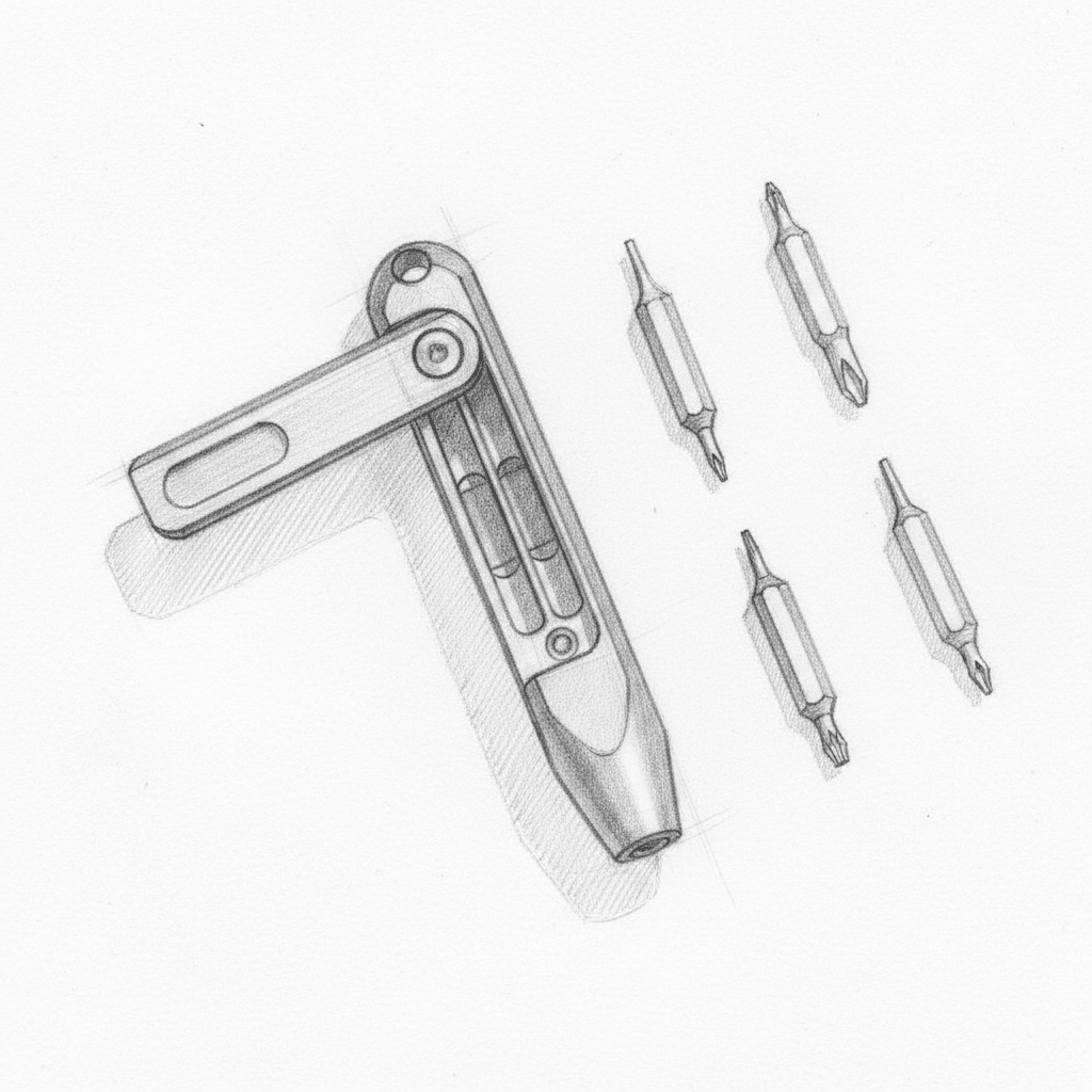 THE TITAN SCREWDRIVER - AVERX GearAVERX Titanium Titan Screwdriver blue anodised bit set overheadAVERX GearSandblasted Titanium